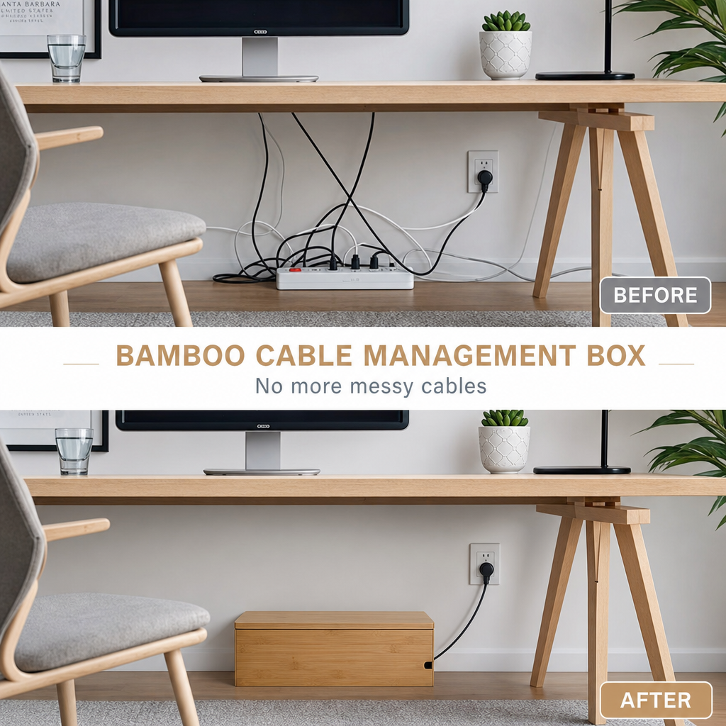 Kabelgömma Box — Bambu — Hemmafint.se