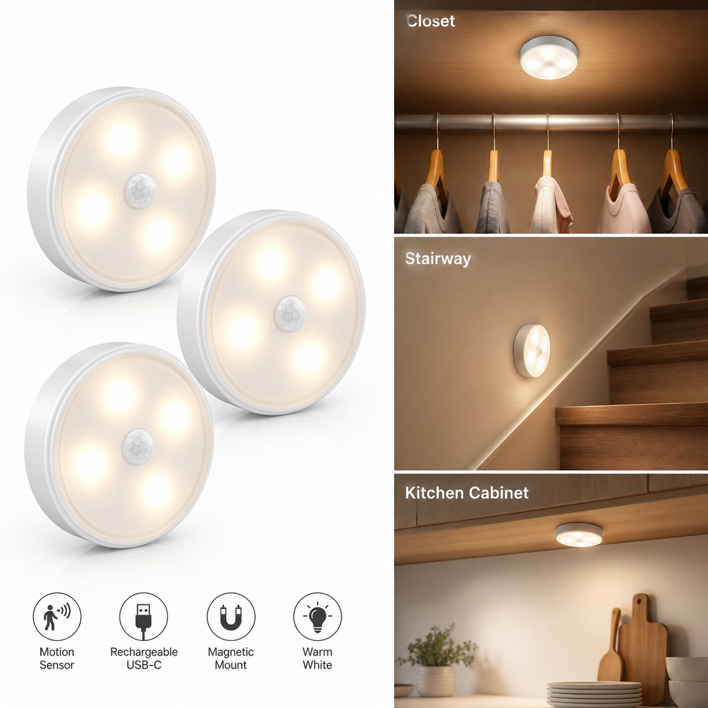 LED Sensorlampa — 3-pack — Hemmafint.se